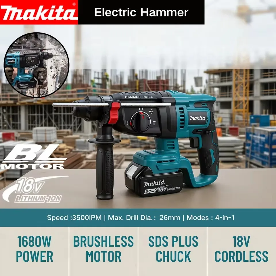 Power Tools Makita - Makita 26MM Brushless Electric Hammer Drill