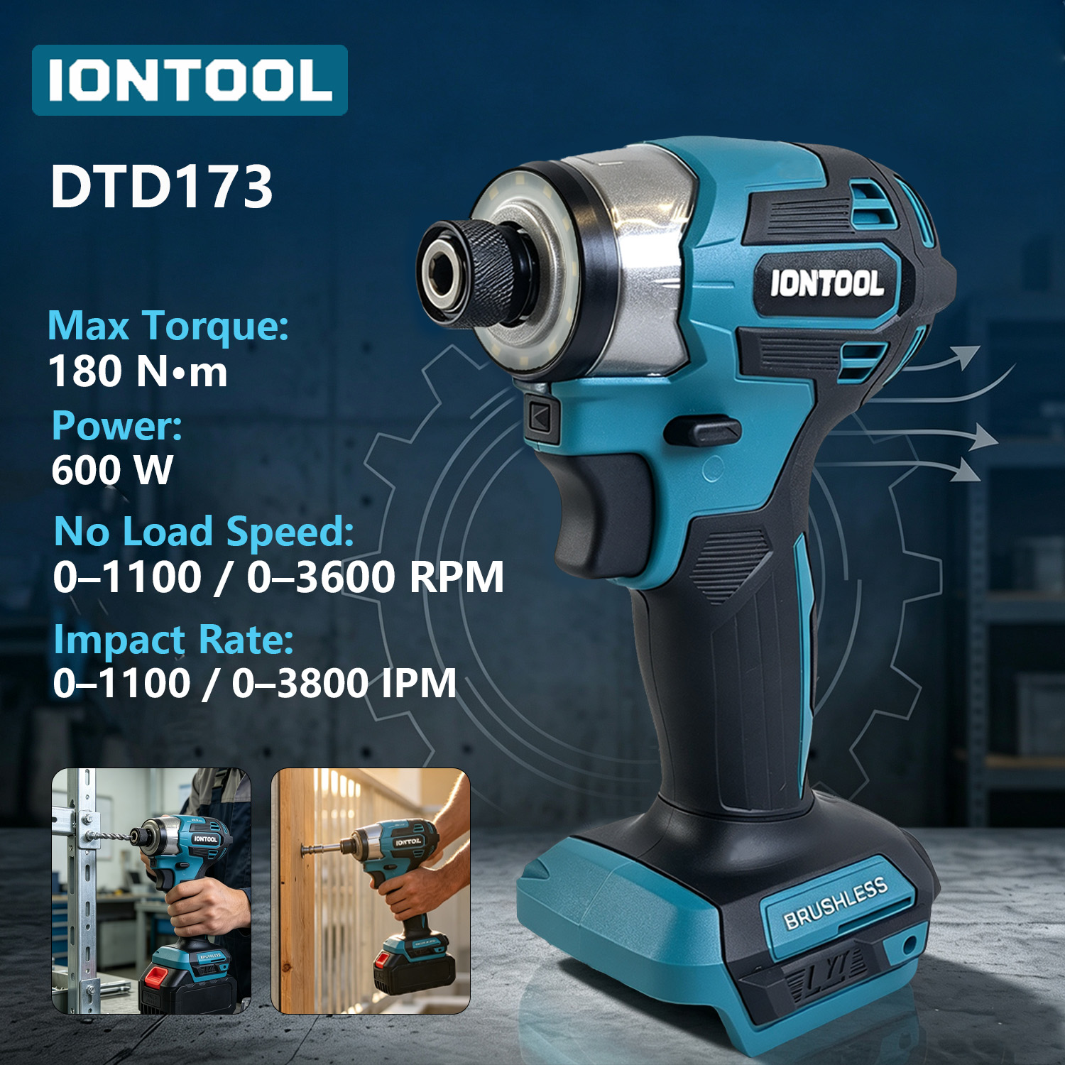 Power Tools And Engineering - IONTOOL DTD173 600W Cordless Impact Driver