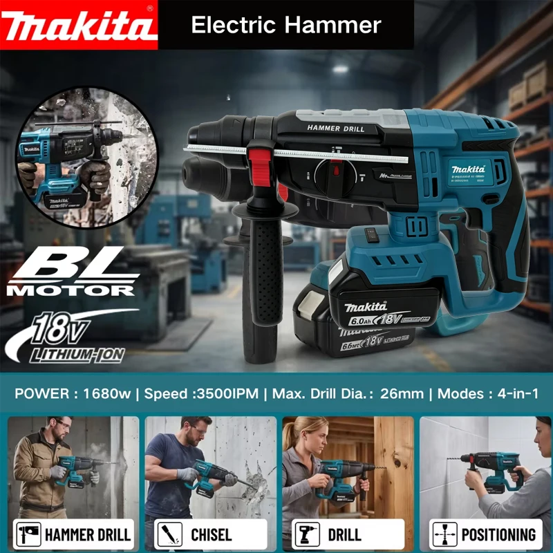 Power Tools Makita - Makita Brushless Electric Hammer Drill Multifunctional